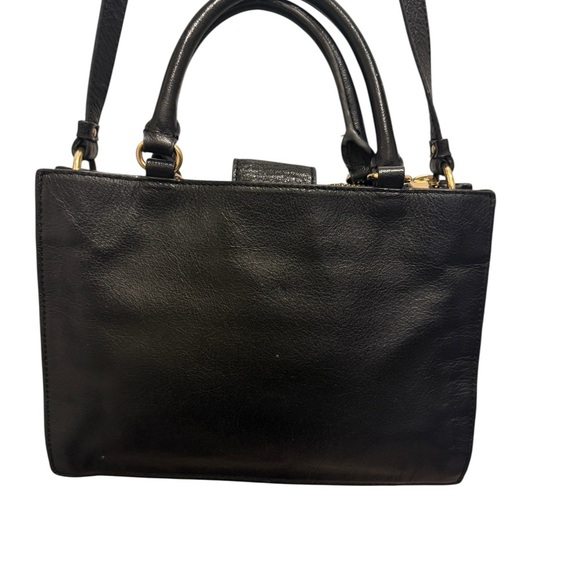 black leather satchel-style handbag from Via Spiga beautiful three compartments - Picture 2 of 16